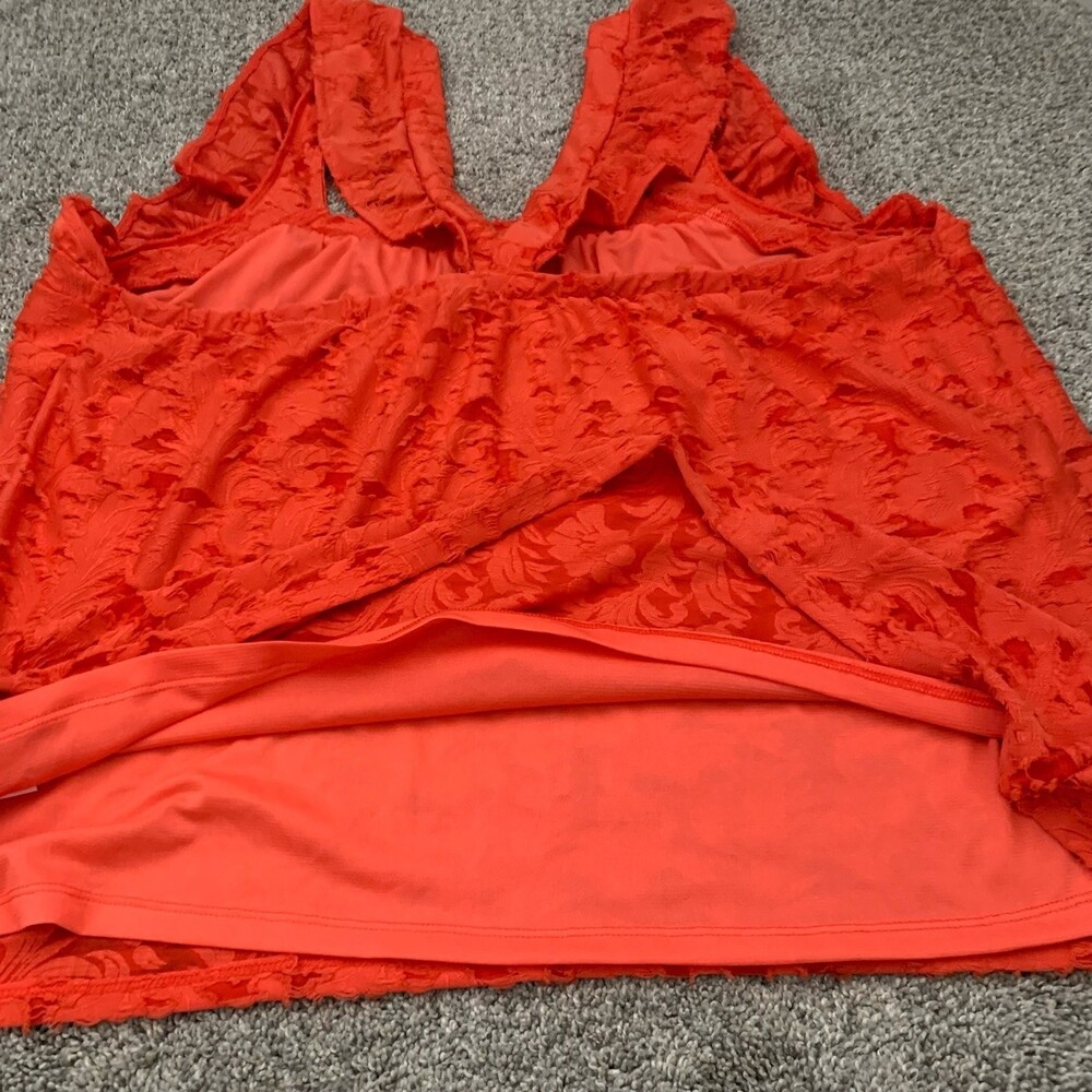 Lauren Conrad Ruffle Sleeve Tank Top - Spanish Coral - Womens Size 1X - Picture 7 of 12